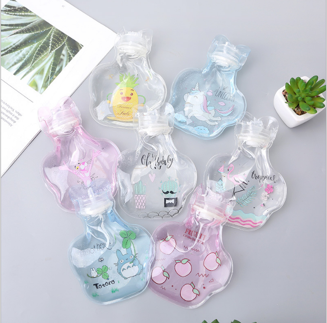 卡通透明注水暖手宝暖 便携暖宫热水袋 居家暖宝宝注水热水袋