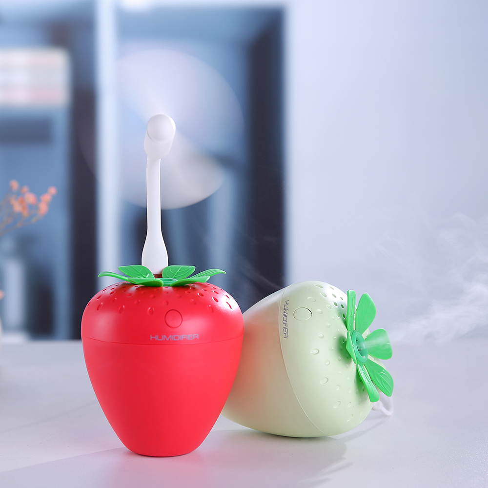 新款三合一迷你usb草莓加湿器风扇小夜灯车载家用加湿器产品图