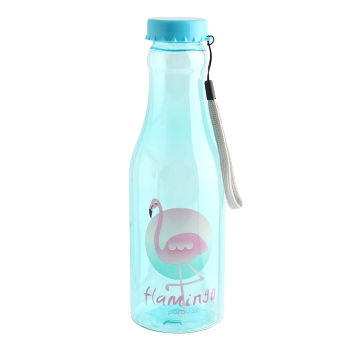 Transparent soda water bottle, large flamingo beverage bottle, sealed leak-proof with a drawstring that won't break even when dropped