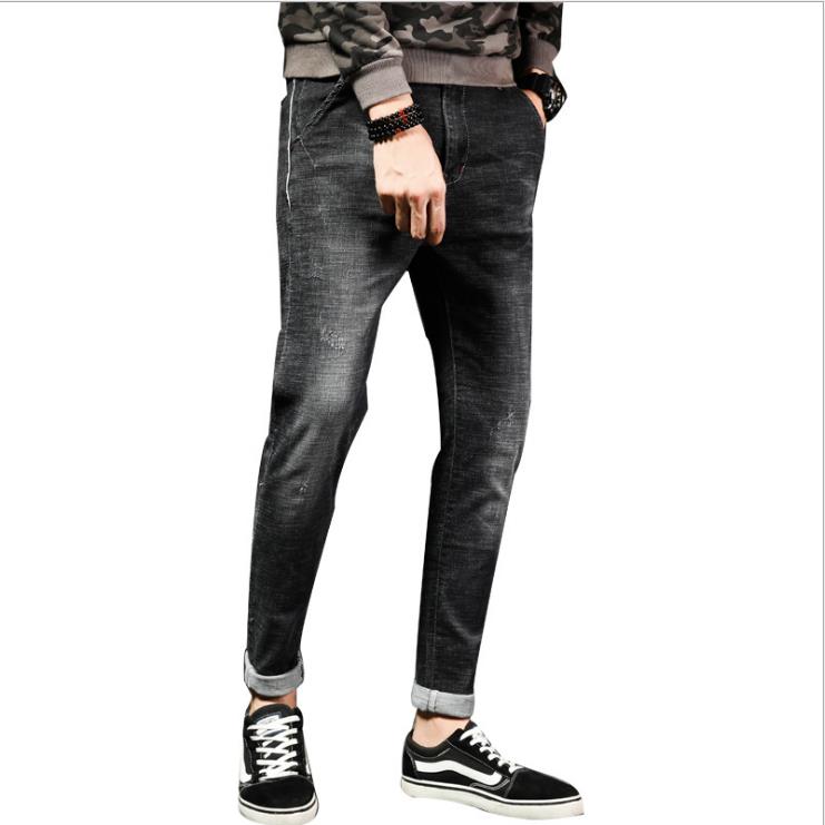 Men's autumn new black beggar pants, trendy young men's Korean-style slim-fit long pants, stretch skinny pants details Picture