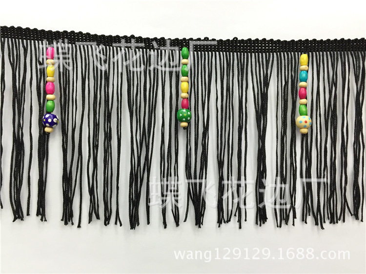 Stage costume scarf accessories Latin dance fringe lace Rayon row with 13CM polyester hanging plum beads