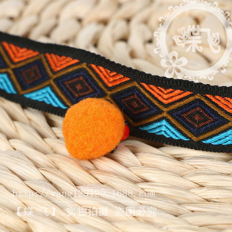 Color Geometric Diamond With Hairball Jacquard Embroidery Polyester Lace Ethnic Style Woven Belt Korean Version Diy Hand Accessories Application Scenario