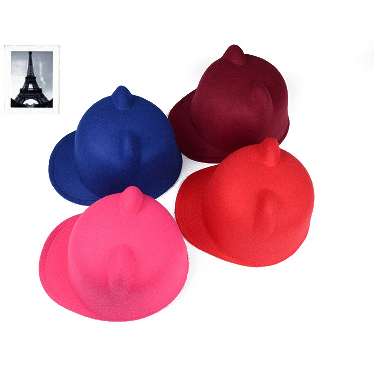Autumn/Winter hat Ladies Parent-Child Devil Cat ears top hat Wool duck tongue equestrian hat English top hat