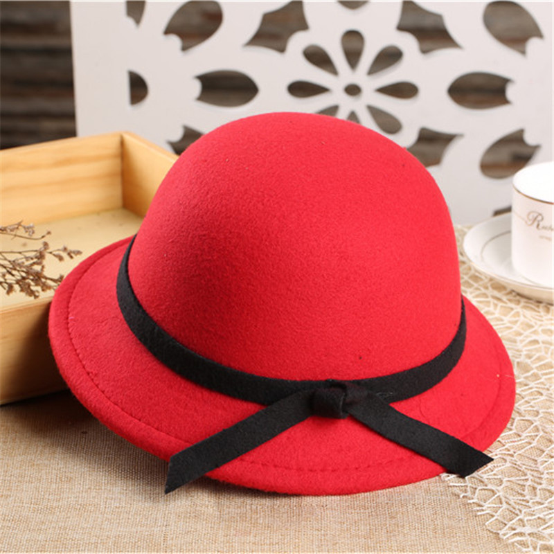 Children's woolen hats Autumn/winter Style Korean girls' tether basin hat baby wool felt hat wholesale