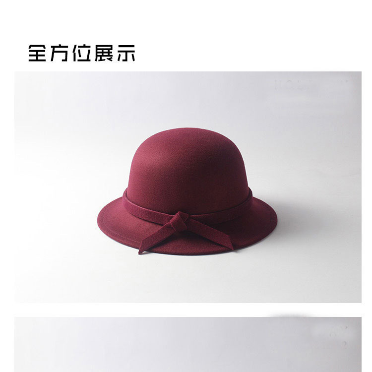 冬季帽子女新款时尚优雅蝴蝶结户盆帽渔夫帽女韩版潮毛呢帽子批发