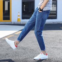 2018 new all-in-one slim jeans young summer male Korean version