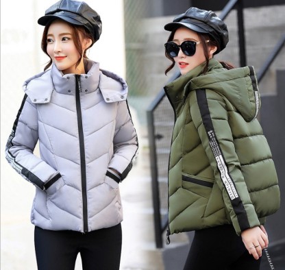 Cotton-padded woman short slim-fit standing collar down cotton-padded jacket fashion hooded large size cotton-padded coat woman