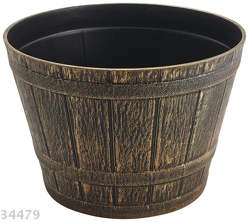 Plastic imitation metal painted flower pot