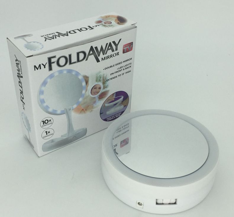 My FoldAway多功能化妆镜 可充电台灯双面镜 折叠镜led10Xpius1X