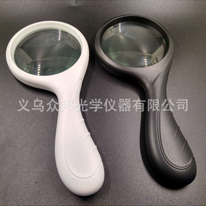 新款9字型弯柄手持5倍老人阅读维修高倍塑料框架玻璃放大镜88006