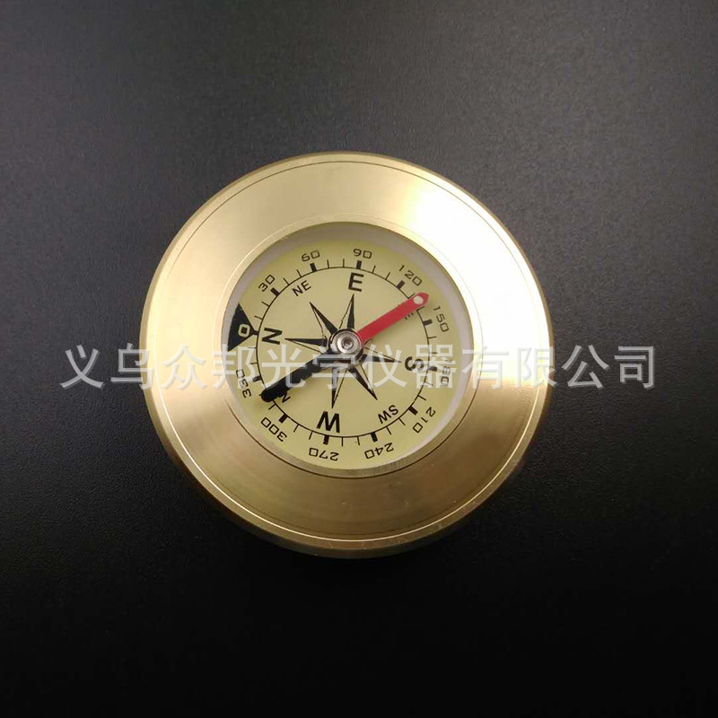 J57金属框架指北针金色户外登山野营旅游高档精美指南针批发细节图