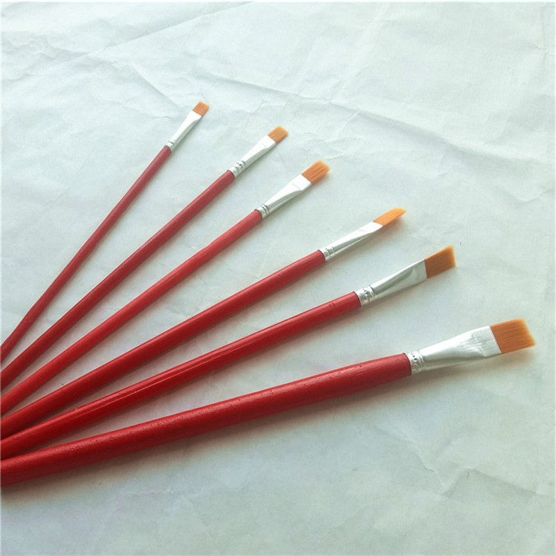 Factory direct sales of 6-piece red rod oil painting brushes from Sanjian Specification image