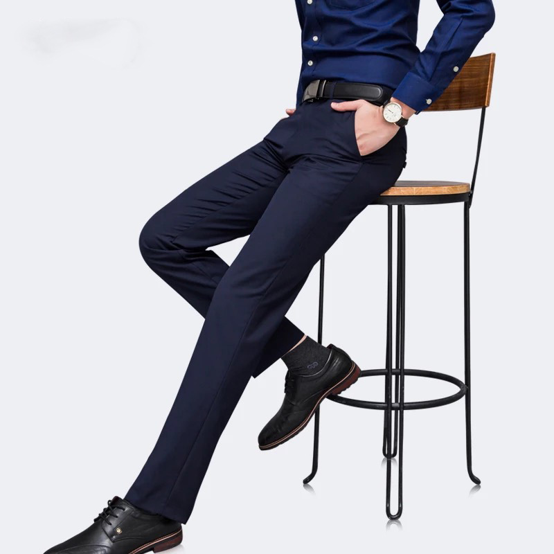 Official four-season business formal wear for young men's trousers, straight-leg slimming black waisted workwear for men, anti-wrinkle