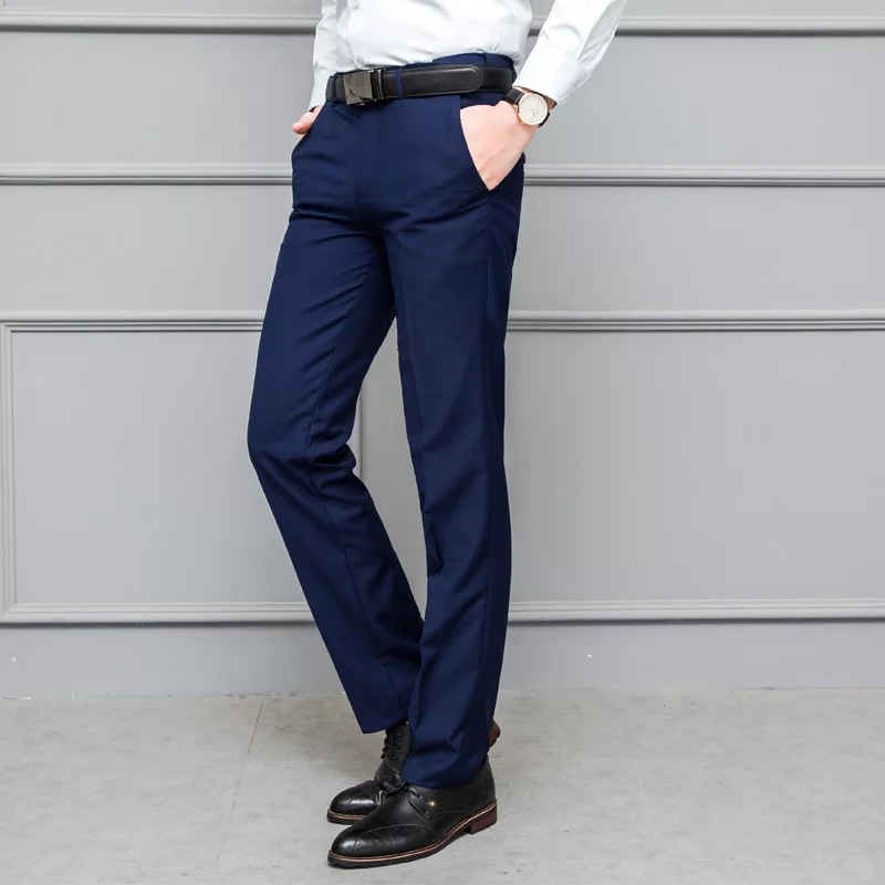 Official four-season business formal wear for young men's trousers, straight-leg slimming black waisted workwear for men, anti-wrinkle details Picture