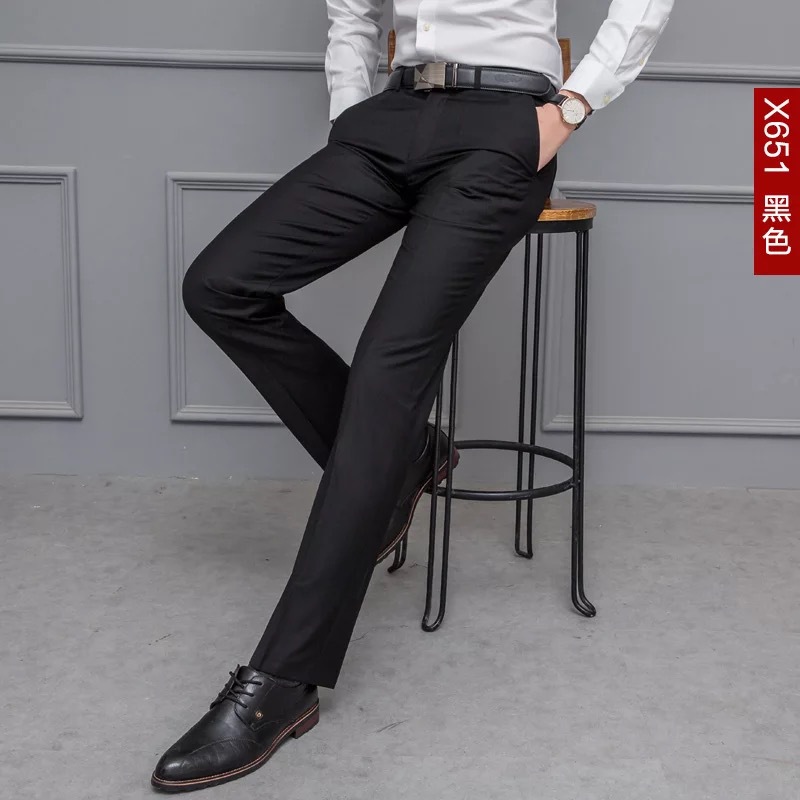Official four-season business formal wear for young men's trousers, straight-leg slimming black waisted workwear for men, anti-wrinkle Specification image