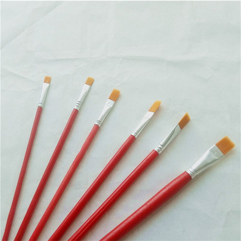 Factory direct sales of 6-piece red rod oil painting brushes from Sanjian details Picture