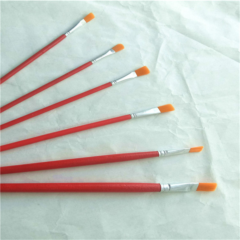 Factory direct sales of 6-piece extended red rod oil painting brushes from Sanjian details Picture
