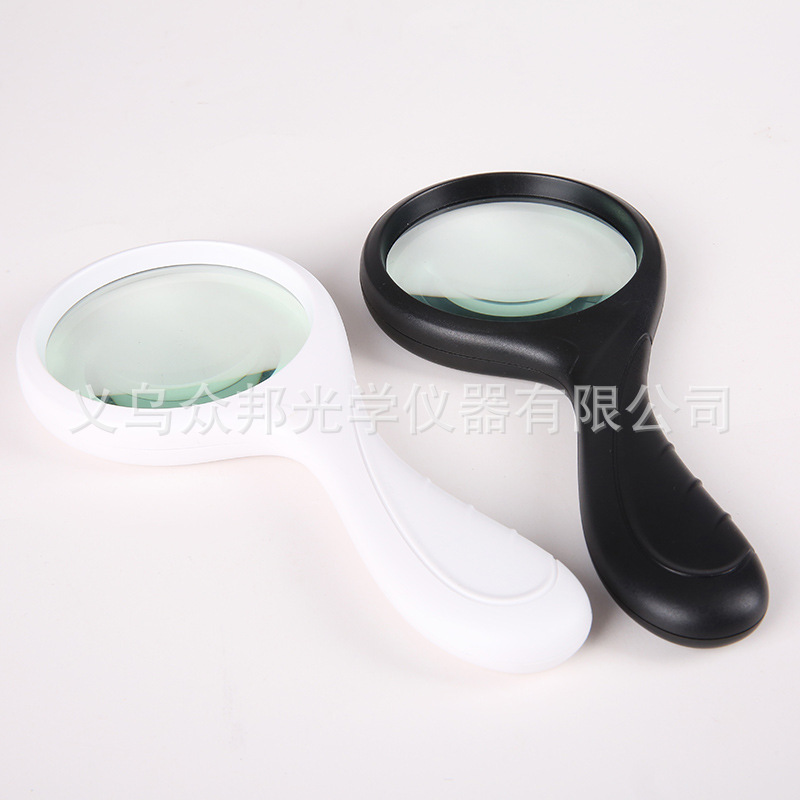 新款9字型弯柄手持5倍老人阅读维修高倍塑料框架玻璃放大镜88006