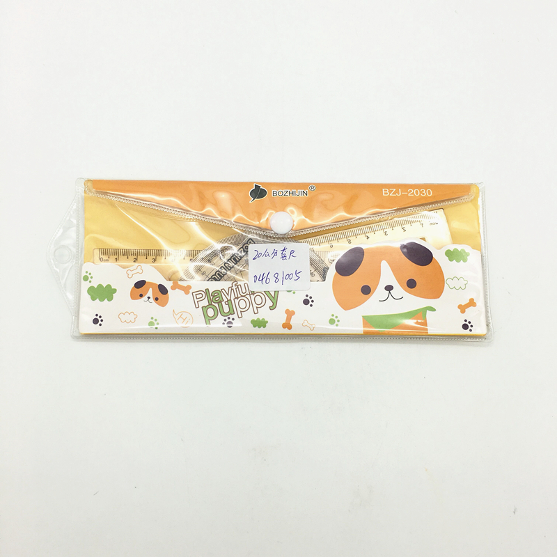 Student bagged measuring ruler set: 4-piece set of straight ruler, set square and protractor for student measurement
