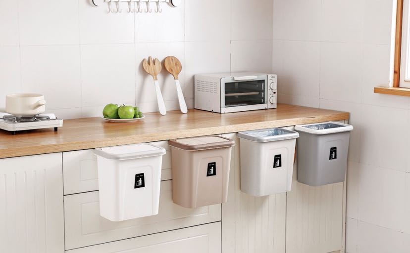 7L kitchen trash can wall-mounted garbage trash can with automatic reset function Specification image