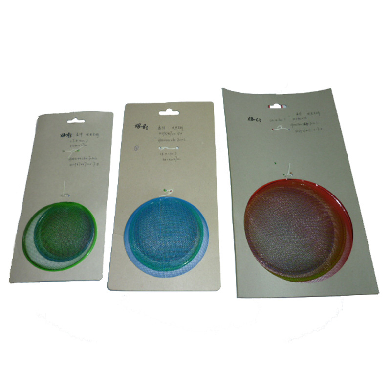 Direct-sale kitchen tools, large 3 pieces, colored oil grille, powder-coated mesh, leaky 12/14/16cm Specification image