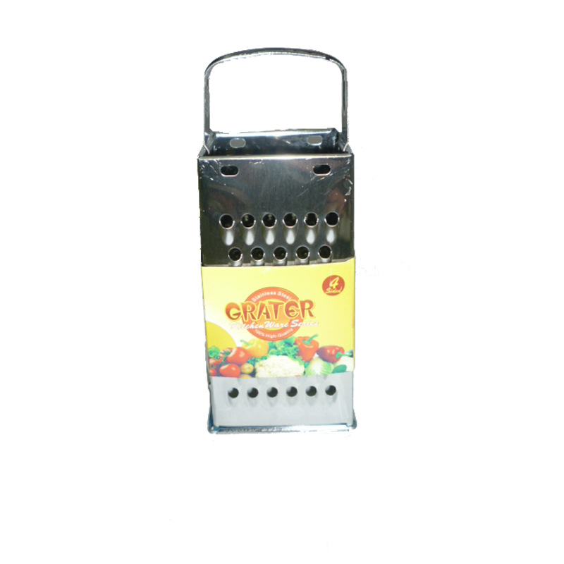 Factory direct sale of 9-inch flat steel handle stainless iron four-sided grater for melons and vegetables, grater and grater