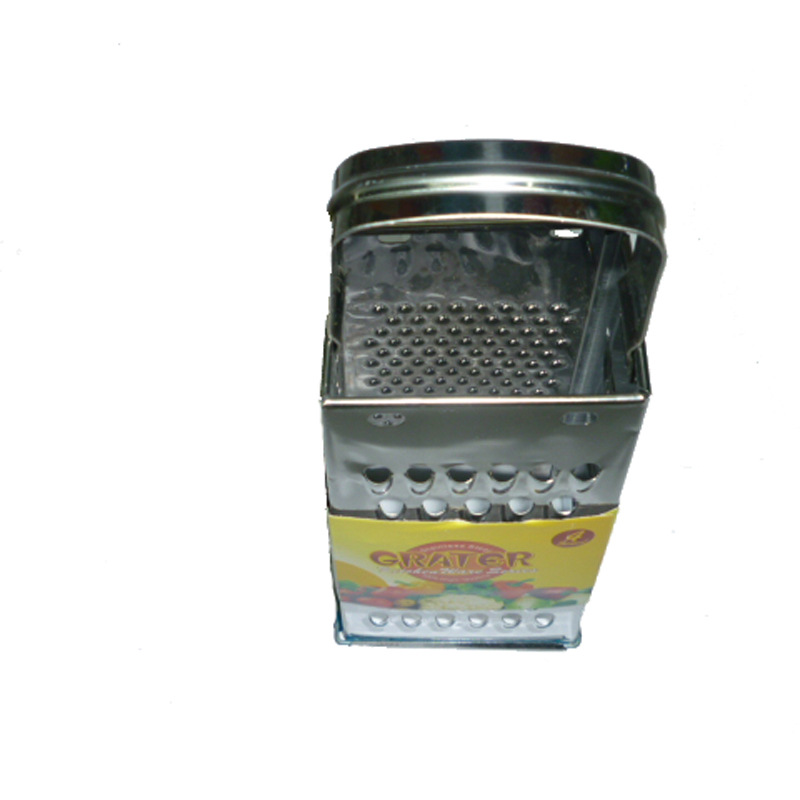 Factory direct sale of 9-inch flat steel handle stainless iron four-sided grater for melons and vegetables, grater and grater details Picture