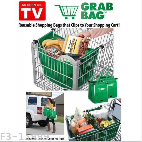 GRAB BAG 绿色无纺布袋 超市购物袋 TV产品 超市手推车收纳布袋