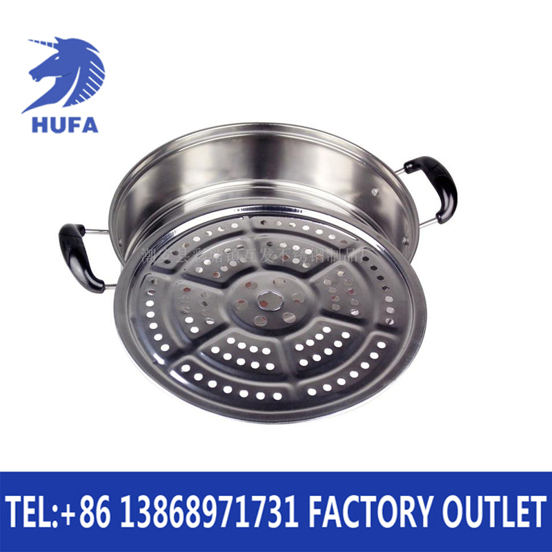 Stainless steel steamer, three-grate stainless steel steamer, three-layer stainless steel steamer, double-bottom three-layer steamer Specification image