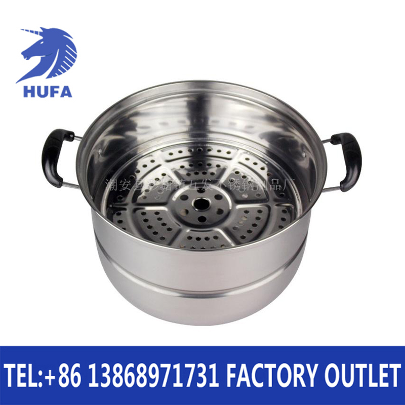 Stainless steel steamer, three-grate stainless steel steamer, three-layer stainless steel steamer, double-bottom three-layer steamer details Picture