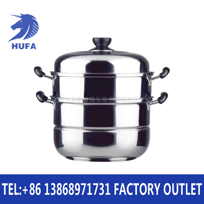 Stainless steel steamer, three-grate stainless steel steamer, three-layer stainless steel steamer, double-bottom three-layer steamer