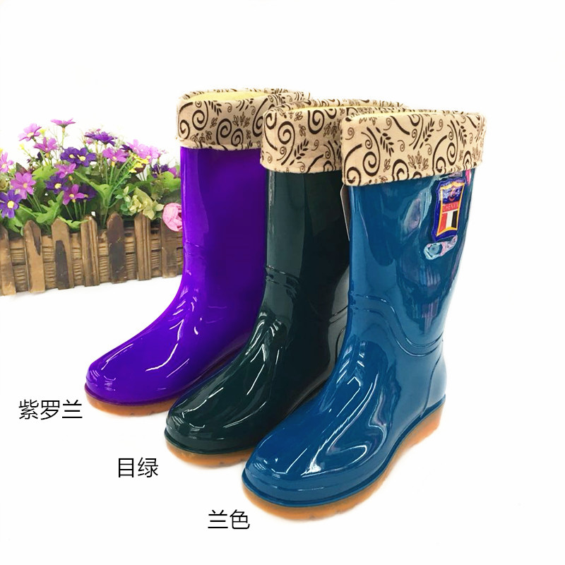 义乌好货 中筒多色防水雨鞋 两用带绒牛津底雨鞋 防滑耐穿耐用