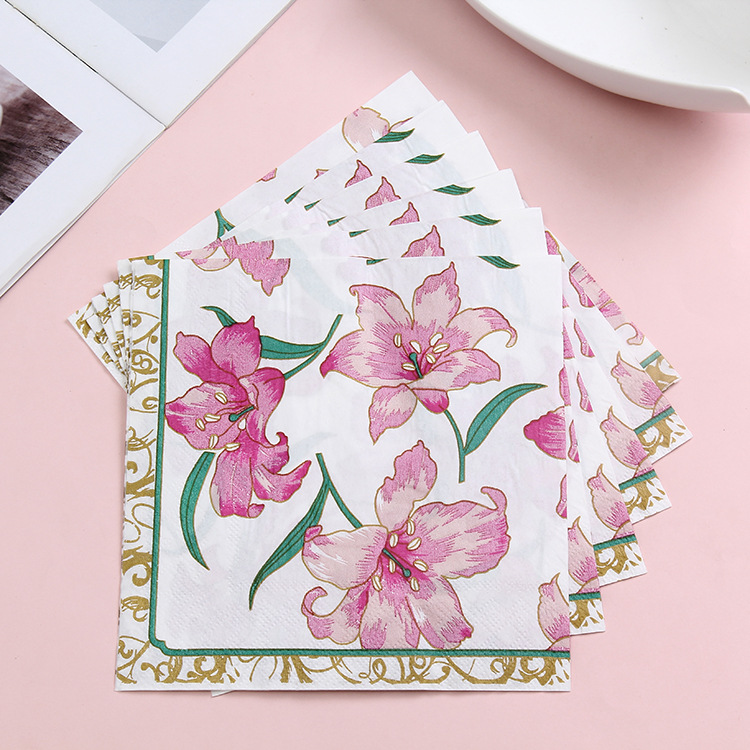 Wholesale ecru double green napkins Coffee brown western restaurant meal paper printing label printing hotel special paper thumbnail
