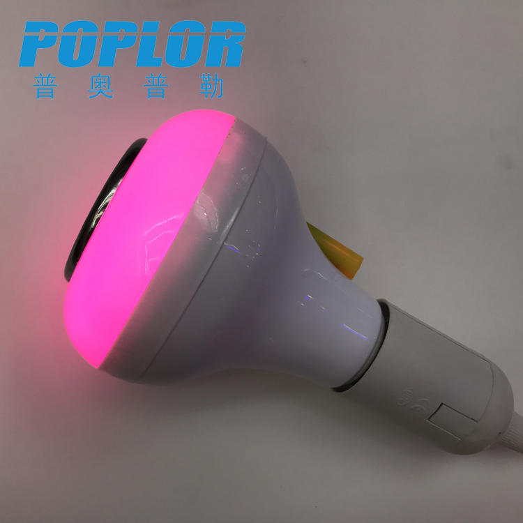 LED smart Bluetooth audio bulb 12W colorful RGBW dimming remote control bulb with U disk details Picture