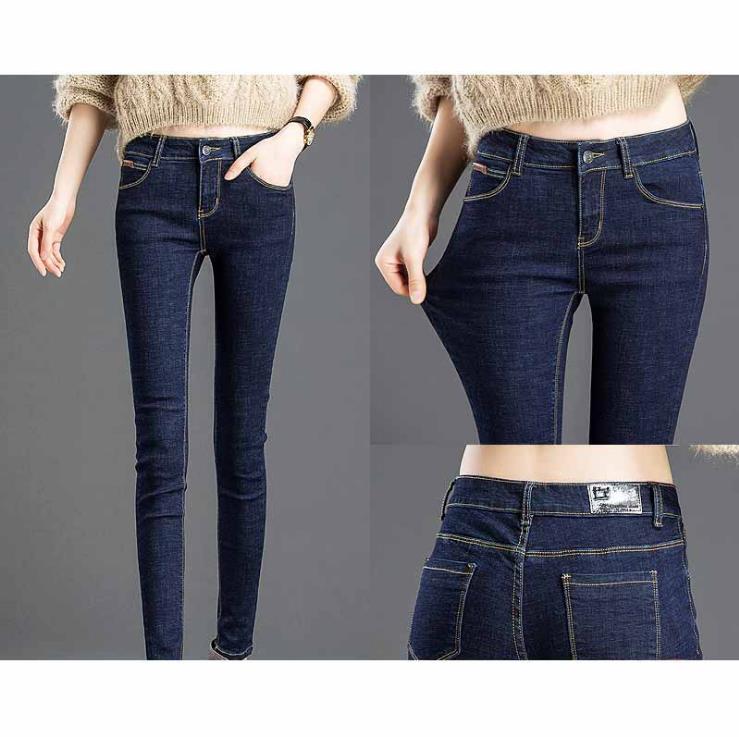 Chu Dan style/fleece style autumn and winter jeans for women, high-waisted thickened fleece stretch skinny jeans, versatile Application Scenario