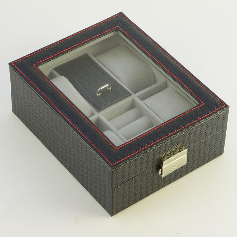 4 bit watch case with sunroof and lock watch display box Black watch storage box