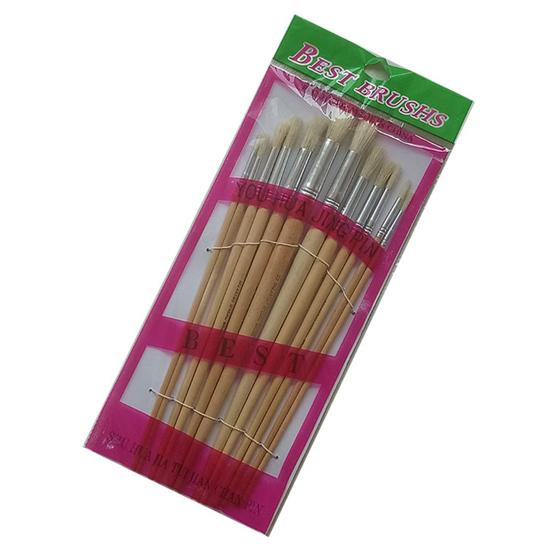Factory direct sales of Sanjian 12-piece white rod round tip oil painting brushes Application Scenario