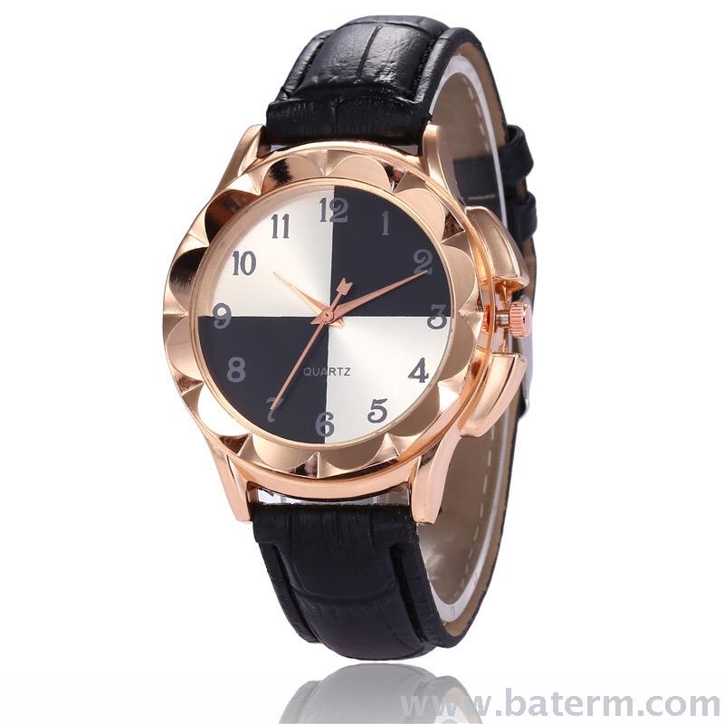 New fashionable and popular round, refreshing 1-12 digital leather strap ladies' quartz watches Specification image