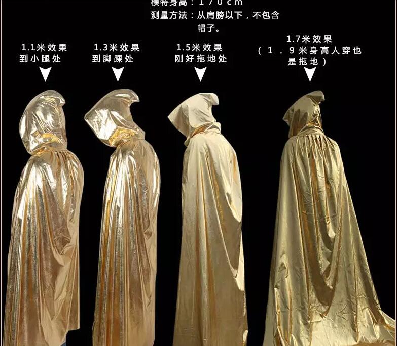 万圣节装扮服装金银色巫师披风拖地死神披成人斗篷古堡披风演出服产品图