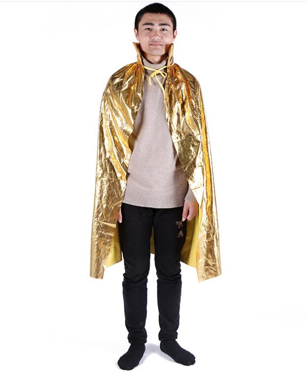 万圣节1.2米金银布带领披风国王王子活动表演服装烫金色成人披风