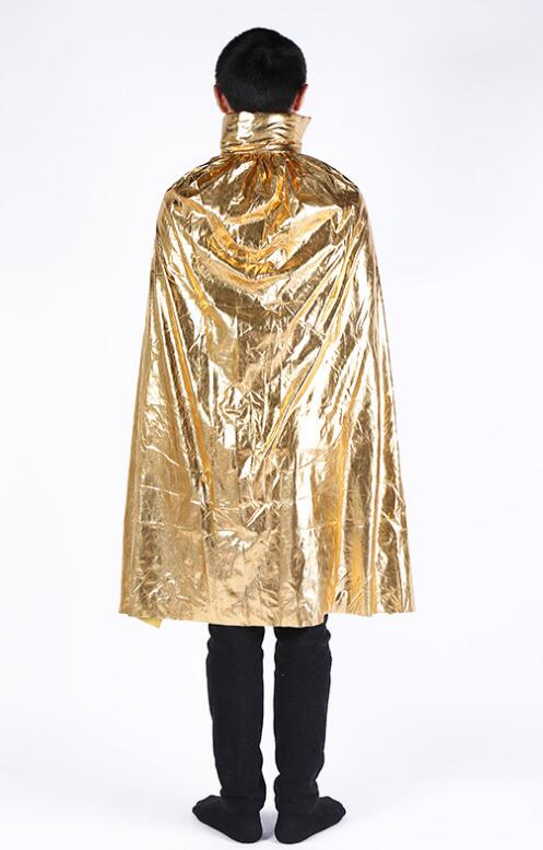 万圣节1.2米金银布带领披风国王王子活动表演服装烫金色成人披风细节图