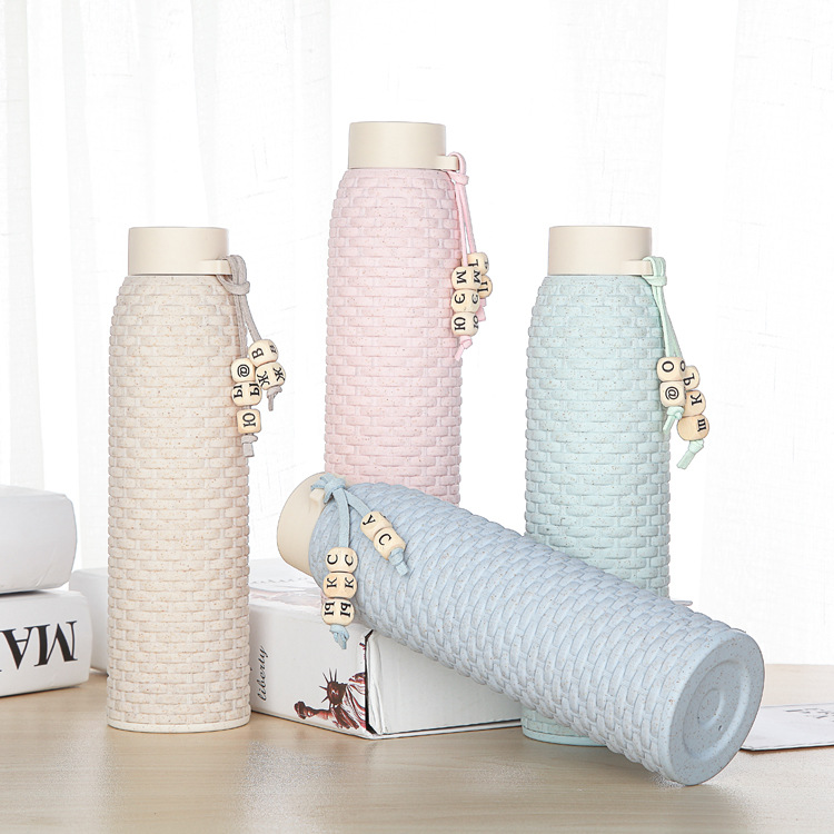 New wheat straw eco-friendly water cups, children's and students' heat-insulating plastic glass cups, wholesale plastic glass cups for supermarkets and street stalls