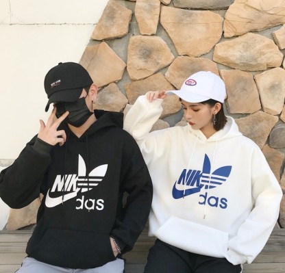 INS with Harajuku BF style street simple LOGO print loose hoodie woman