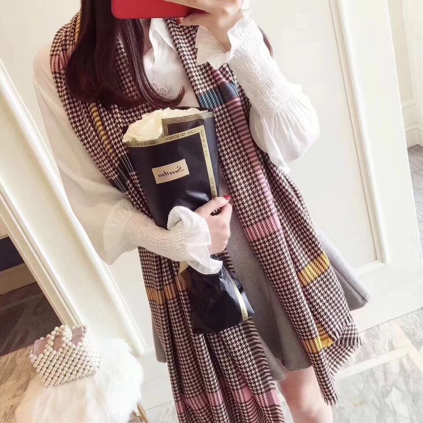 Korean version of fashion colorful plover grid