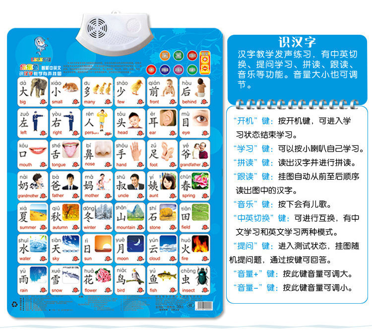 凹凸有声挂图儿童早教电子挂图启蒙语音发声识字图产品图