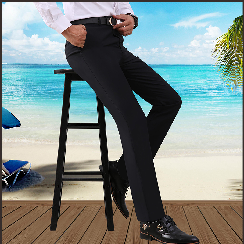New autumn and winter custom-made men's non-ironing trousers, business formal wear, men's trousers for middle-aged and elderly people, casual suits and long trousers Item Picture