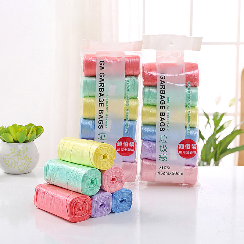 家用一次性垃圾袋6卷装断塑料袋生活垃圾袋平口厕所清洁袋点式