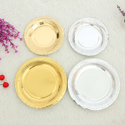 Hot Disposable Cardboard Tray Wholesale Round Snack Gold And Silver Tray Western Dessert Cake Tart Base
