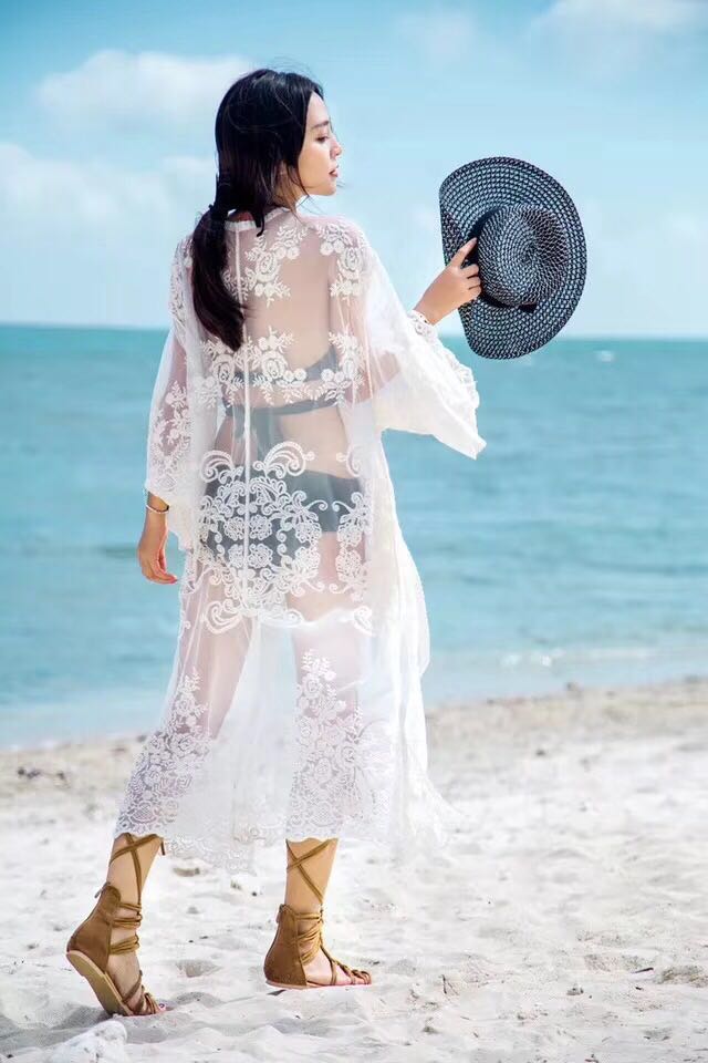 蕾丝防晒衣披肩欧美流行蕾丝花边 沙滩罩衣罩衫细节图