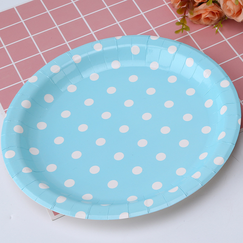 Hot Disposable Paper Plate Creative Pattern Cake Barbecue Green Paper Plate Wholesale Round Paper Tray Specification drawing